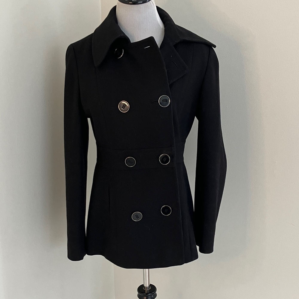 Kenneth Cole Reaction Black Double-Breasted Wool blend Women's Coat